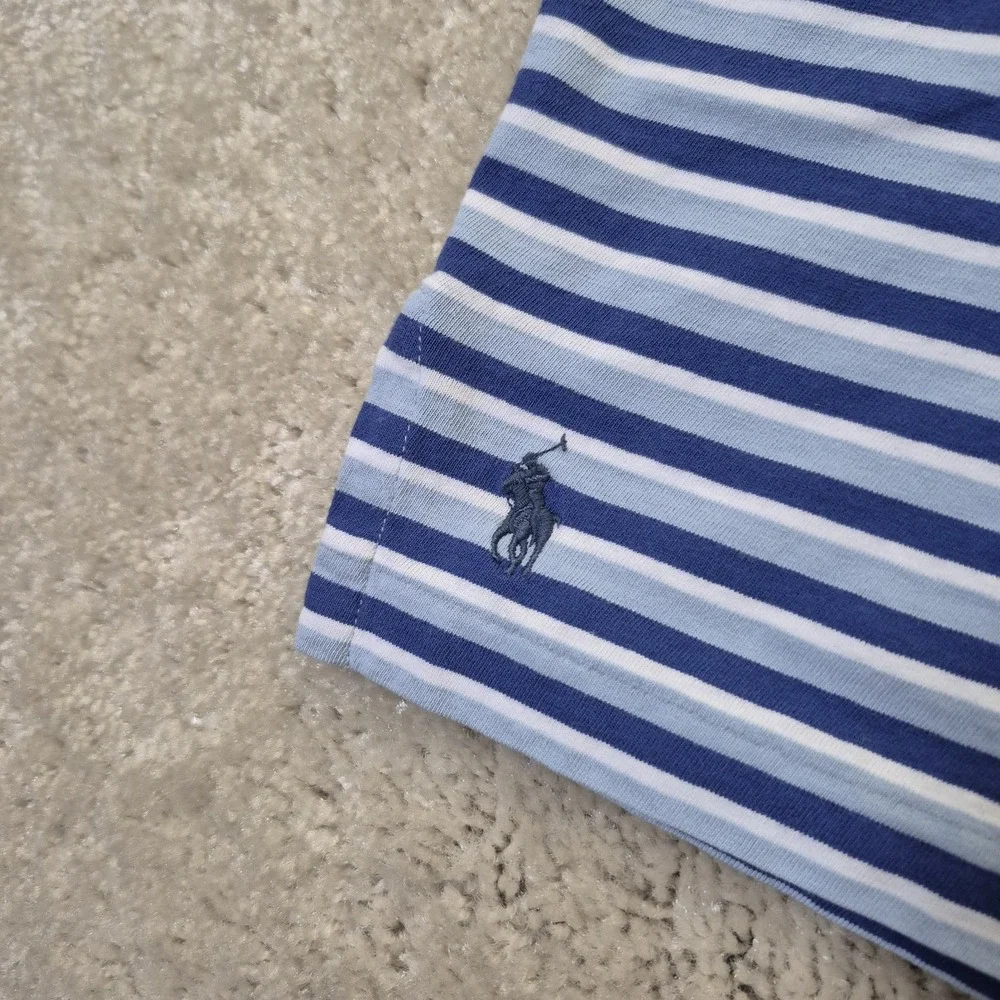 Polo Ralph Lauren Classic Fit Cotton Linen Polo Shirt Mens 2XL Blue Stripe New